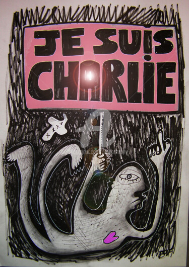 Dessin intitulée "mon Charlie a moi" par Bruno Antony-Thouret (bruno antony), Œuvre d'art originale, Crayon