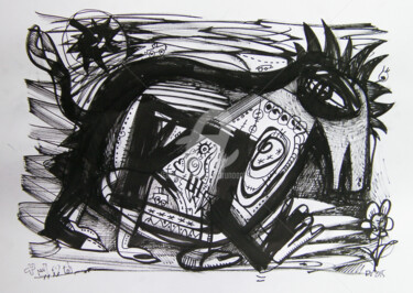 Drawing titled "Animal en balade" by Bruno Antony-Thouret (bruno antony), Original Artwork, Marker