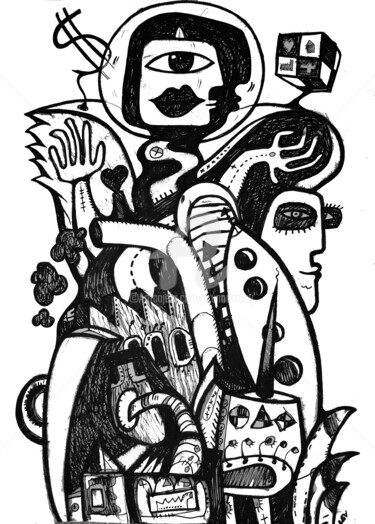 Drawing titled "Equilibre" by Bruno Antony-Thouret (bruno antony), Original Artwork, Marker