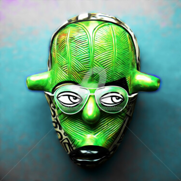Sculpture intitulée "Green mask" par Bruno Antony-Thouret (bruno antony), Œuvre d'art originale, Bois