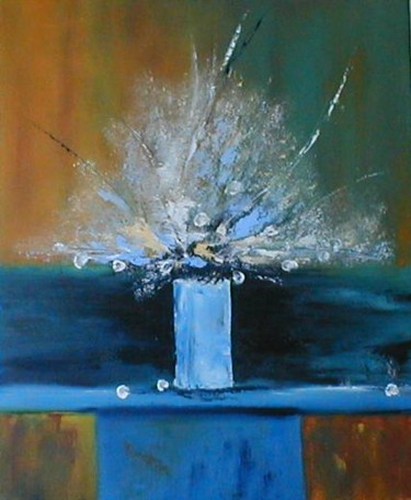 Painting titled "Bouquet bleu et bla…" by Bruno Delorme, Original Artwork