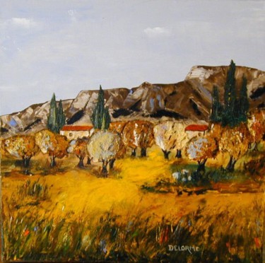 Painting titled "Lubéron 6" by Bruno Delorme, Original Artwork, Oil