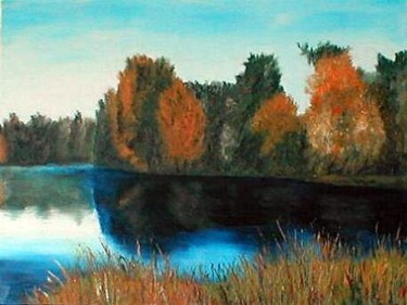 Painting titled "Forêt sur eau dorma…" by Bruno Delorme, Original Artwork
