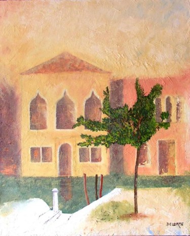 Pittura intitolato "venise au matin" da Bruno Delorme, Opera d'arte originale, Olio