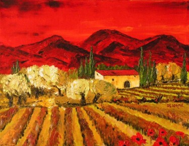 Painting titled "la vigne" by Bruno Delorme, Original Artwork, Oil