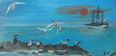 Painting titled "oiseaux" by Bruno Grégory (BG), Original Artwork, Acrylic
