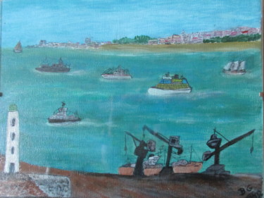 Schilderij getiteld "En rentrant au port…" door Bruno Grégory (BG), Origineel Kunstwerk, Acryl