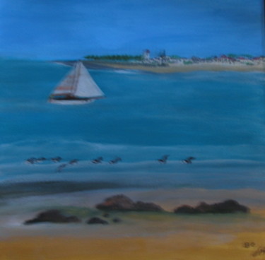 Peinture intitulée "canards et voilier" par Bruno Grégory (BG), Œuvre d'art originale, Acrylique