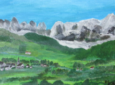Peinture intitulée "village tyrolien" par Bruno Grégory (BG), Œuvre d'art originale, Acrylique