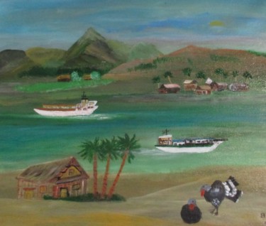 Painting titled "promenade sur le mé…" by Bruno Grégory (BG), Original Artwork, Acrylic