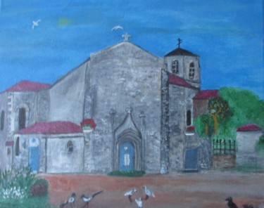 Painting titled "L' église de Beaure…" by Bruno Grégory (BG), Original Artwork, Acrylic