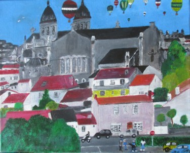 Malerei mit dem Titel "Le quartier Jean Yo…" von Bruno Grégory (BG), Original-Kunstwerk, Acryl