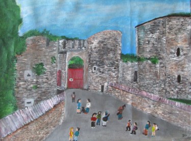 Painting titled "Le vieux château de…" by Bruno Grégory (BG), Original Artwork, Acrylic Mounted on Other rigid panel