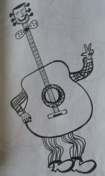 Σχέδιο με τίτλο "Le guitariste BCBG" από Bruno Grégory (BG), Αυθεντικά έργα τέχνης, Μαρκαδόρος