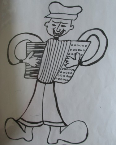 Zeichnungen mit dem Titel "accordeon" von Bruno Grégory (BG), Original-Kunstwerk, Marker