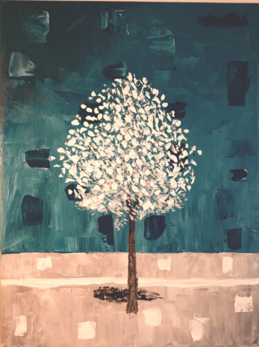 Peinture intitulée "L'Arbre Blanc" par Bruno Léger, Œuvre d'art originale, Huile