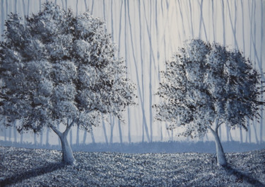 Peinture intitulée "Forêt monochrome" par Bruno Lemasson, Œuvre d'art originale, Acrylique