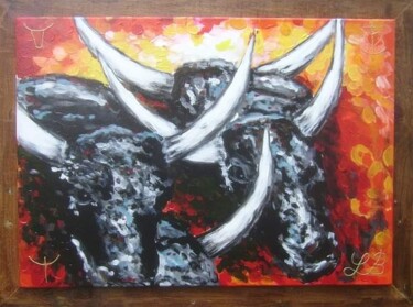 Encierro Peinture intitulée "Encierro" par Bruno Lemasson, Œuvre d'art originale, Acrylique Monté sur Châssis en bois