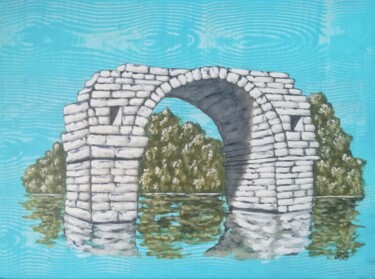 Peinture intitulée "Le pont romain d'Am…" par Bruno Lemasson, Œuvre d'art originale, Acrylique