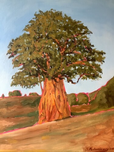 Картина под названием "Le baobab" - Bruno Raharinosy, Подлинное произведение искусства, Акрил Установлен на Деревянная рама…