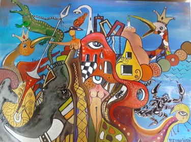 Malerei mit dem Titel "Fantasyland" von Bruno Simao, Original-Kunstwerk, Acryl