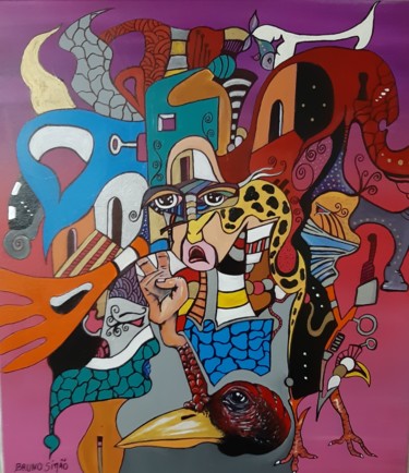 Peinture intitulée "Anarquia mental" par Bruno Simao, Œuvre d'art originale, Huile