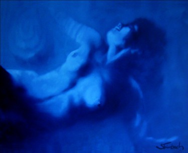 Pintura intitulada ""Anjo azul"" por Bruno Steinbach, Obras de arte originais
