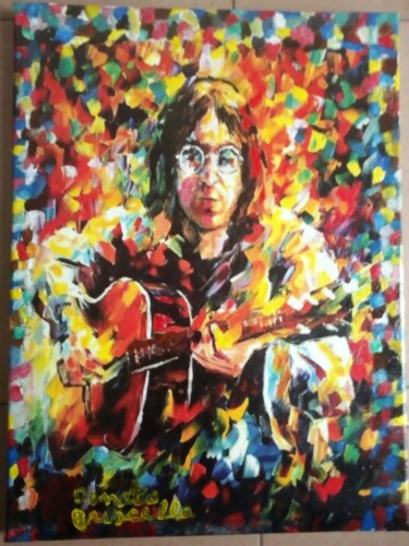 Painting titled "Jon Lennon" by Bruscella Donato, Original Artwork, Oil