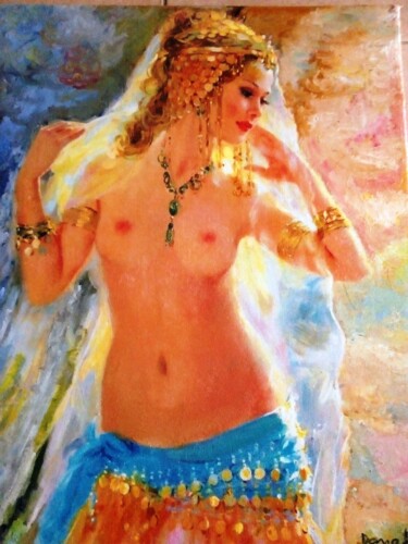 Painting titled "Ines in Harem" by Bruscella Donato, Original Artwork, Oil