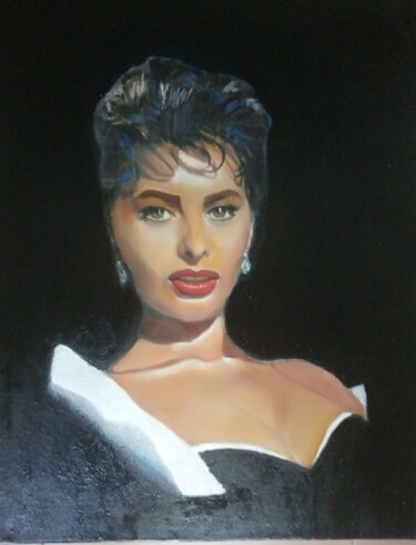 Peinture intitulée "SOFIA LOREN" par Bruscella Donato, Œuvre d'art originale, Huile