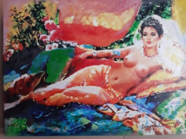 Painting titled "RAQUEL SEMINUDA SUL…" by Bruscella Donato, Original Artwork, Oil Mounted on Wood Stretcher frame