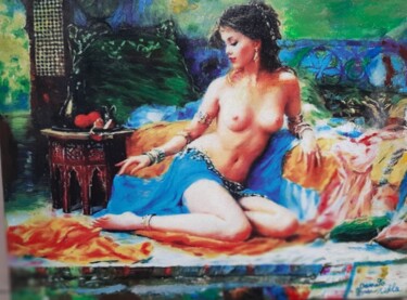 Painting titled "Ines seminuda" by Bruscella Donato, Original Artwork, Oil Mounted on artwork_cat.