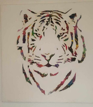 Painting titled "Tigre" by Brutalcustomart, Original Artwork, Acrylic Mounted on Wood Stretcher frame