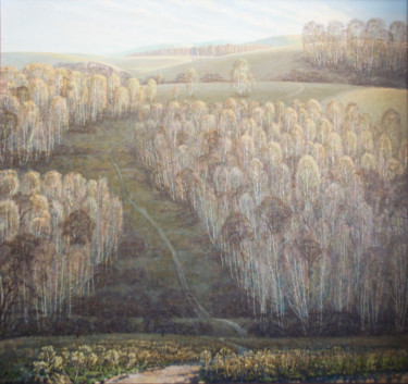 Malerei mit dem Titel "Над холмами" von Anatoliy Bryzgunov, Original-Kunstwerk, Öl
