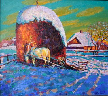 Painting titled "Март на дворе" by Anatoliy Bryzgunov, Original Artwork, Oil