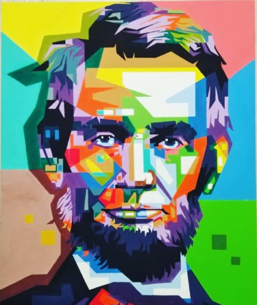 Картина под названием "Авраам Линкольн" - Анатолий Рабков, Подлинное произведение искусства, Акрил
