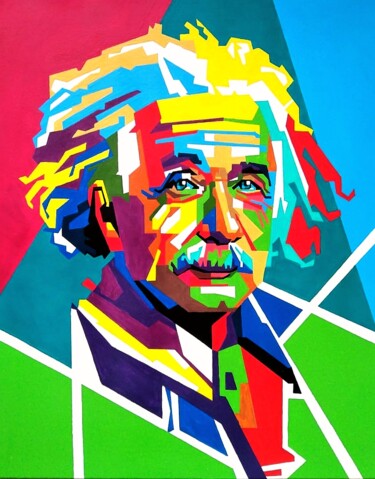 Peinture intitulée "Альберт Эйнштейн" par Anatolii Rabkov, Œuvre d'art originale, Acrylique