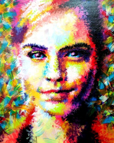 Painting titled "Emma Watson" by Anatolii Rabkov, Original Artwork, Acrylic Mounted on Wood Stretcher frame