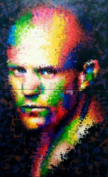 Pintura titulada "Jason Statham" por Anatolii Rabkov, Obra de arte original, Acrílico Montado en Bastidor de camilla de made…