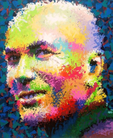 Pintura titulada "Zinedine Zidane" por Anatolii Rabkov, Obra de arte original, Acrílico Montado en Bastidor de camilla de ma…