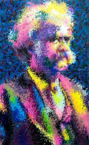 Картина под названием "Mark Twain" - Анатолий Рабков, Подлинное произведение искусства, Акрил Установлен на Деревянная рама…