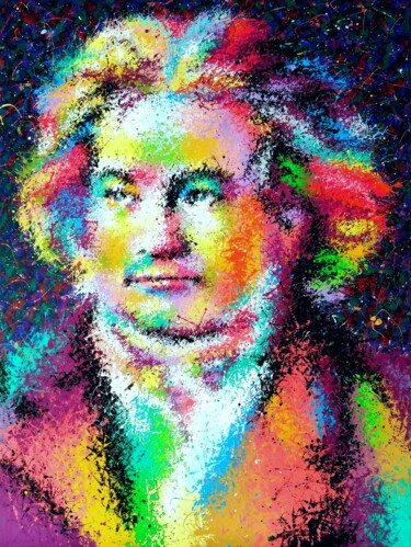 Malarstwo zatytułowany „Ludwig van Beethoven” autorstwa Анатолий Рабков, Oryginalna praca, Akryl Zamontowany na Drewniana ra…