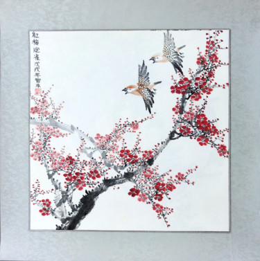 Peinture intitulée "Fleur de prunier" par Lin Zhang, Œuvre d'art originale, Autre
