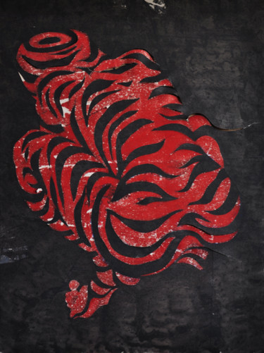 Painting titled "tiger" by Bubon, Original Artwork, Gouache