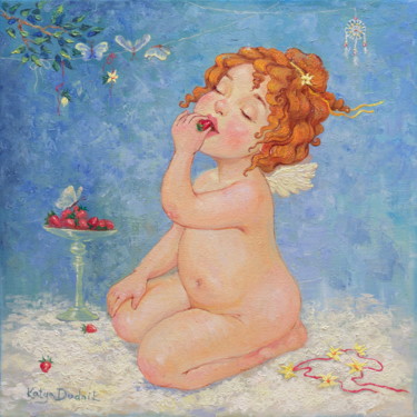 Painting titled "Ягодка ( Berry)" by Katya Dudnik, Original Artwork, Oil