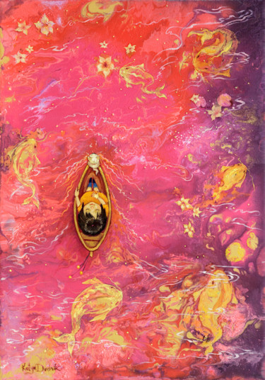 Картина под названием "The Pink Waters of…" - Katya Dudnik, Подлинное произведение искусства, Масло