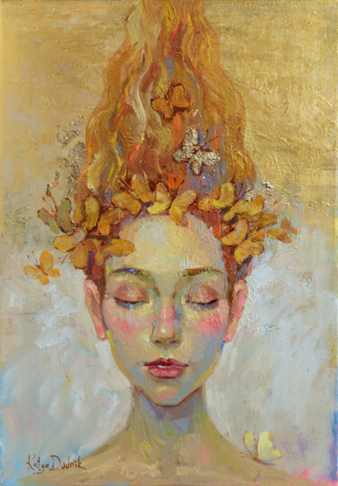 Картина под названием "Butterflies in my M…" - Katya Dudnik, Подлинное произведение искусства, Масло