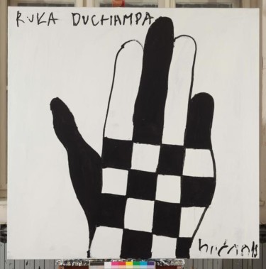 Painting titled "DUCHAMPS HAND-RUKA…" by Bucan, Original Artwork, Oil
