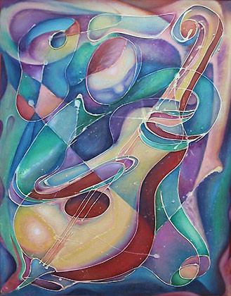 Malerei mit dem Titel "Musicien" von Yuri Buchma, Original-Kunstwerk