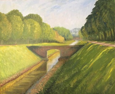 Malerei mit dem Titel "Au bord du canal" von Balázs Buda, Original-Kunstwerk, Öl